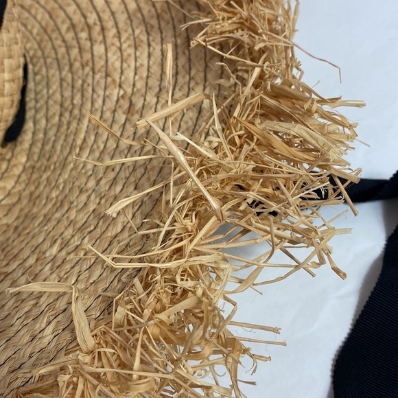 Lola Hats Alpargatas natural straw black trim sun hat - Picture 4 of 6